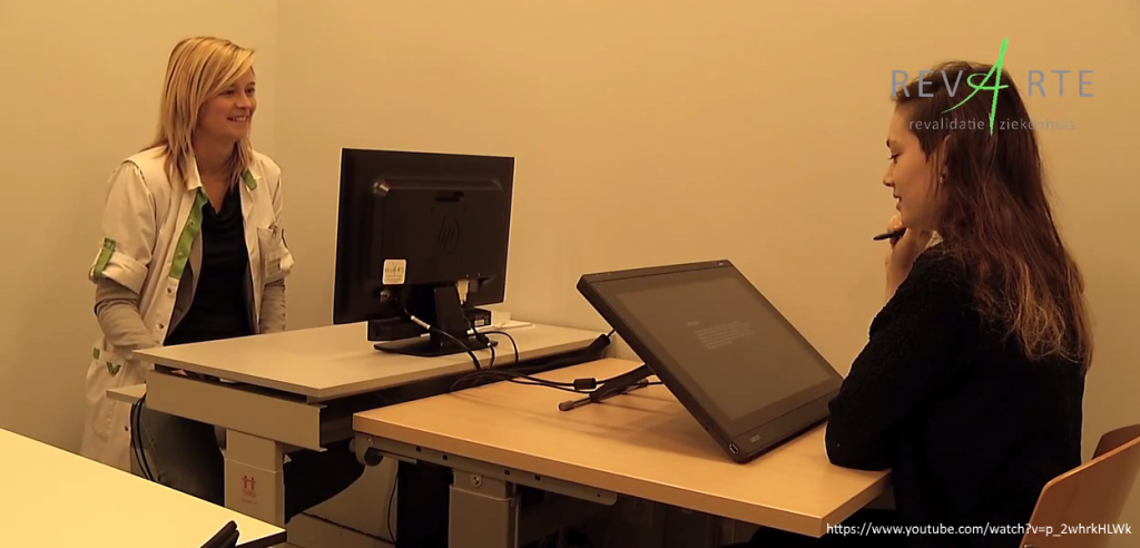 Sophie Huybrechts at RevArte Rehabilitation Hospital, using RevArte Visual Search Task (RVST)