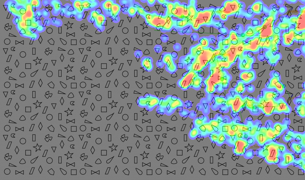 Eye tracking heatmap for cancelation task